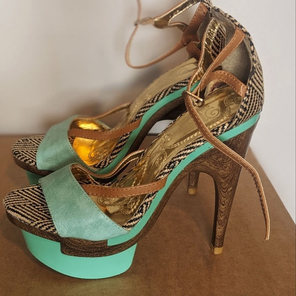 MonaMia turquoise heels - Picture 3 of 5
